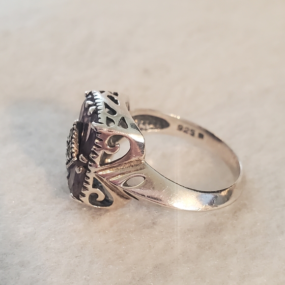 Sterling Silver Amethyst Gemstone Ring Size 7 - Picture 2 of 7